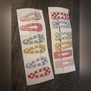 Checkered Y2K Hair Clips Set 12 pcs